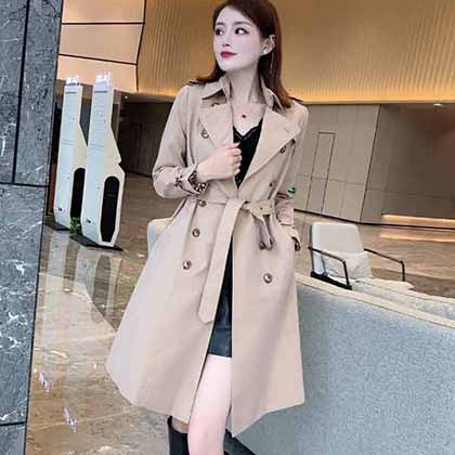 巴寶莉女裝大品牌風(fēng)衣 高密度嘎巴甸純棉防水外套