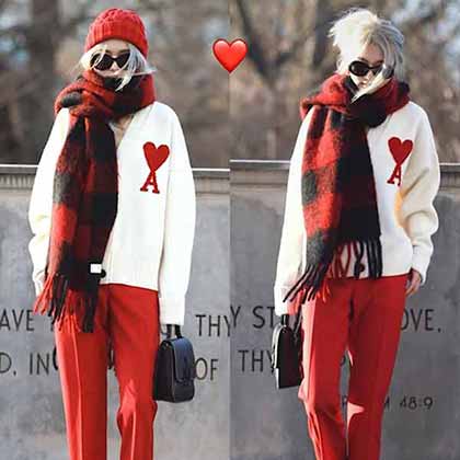 超級有愛的ami開衫，早秋溫情單品桃心A針織衫！