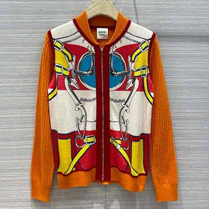 Hemès高等原單品質印花羊絨開衫小外套！