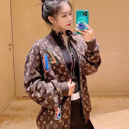 LVxNBA早秋聯名款棒球服外套 老花羊毛開衫外套