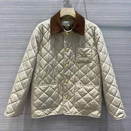 CELINe原單品質(zhì)專柜同步菱形絎縫馬車口袋夾棉外套。