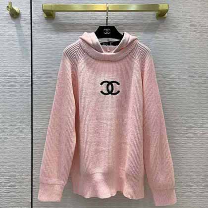 Chanl秋冬新款日本vintage中古系列 雙c連帽領針織毛衣！