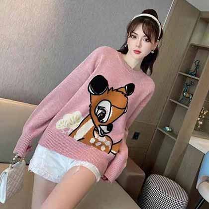 Editin23早秋新系列！慵懶風小鹿斑比寬松針織套頭