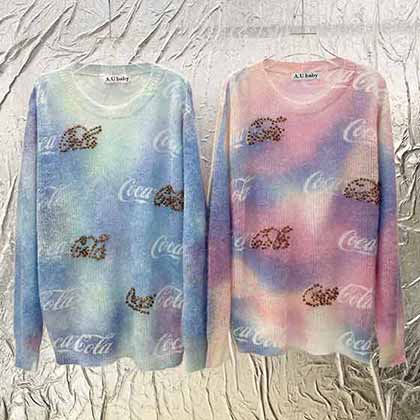 秋冬新款釘鉆彩虹毛衫，這顏色也太治愈了吧！