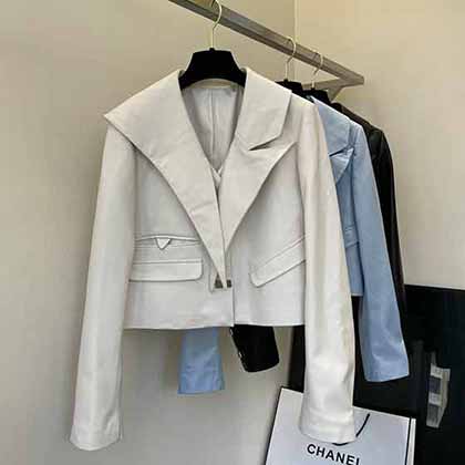 小眾皮衣 變得青春活力 心機(jī)短款西裝版型 顯高又減齡