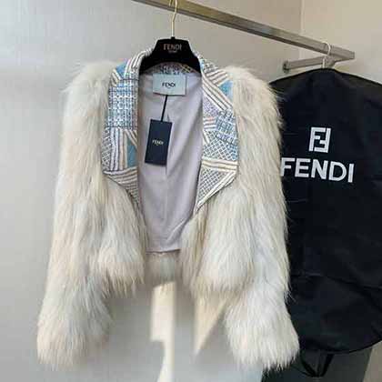 芬迪女神系小翻領進口狐貍毛編織皮