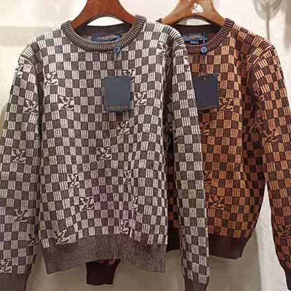 LousVuiton秋冬新款系列Damier 提花羅紋長袖套頭針織毛衣！