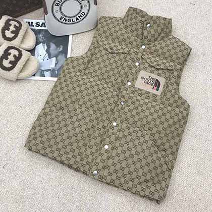 古奇羽絨馬甲新款女冬季時尚修身大品牌高等短款潮帥氣工裝面包服