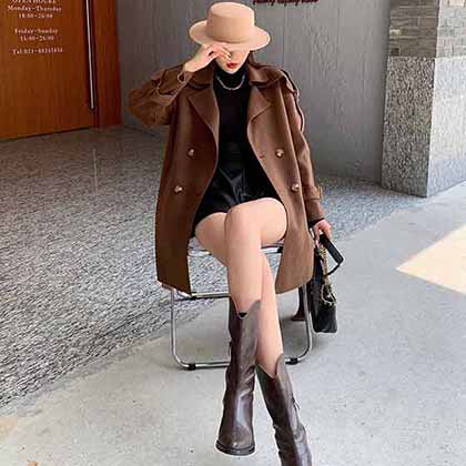 巴寶莉海軍領雙面呢寬松慵懶風雙排扣毛呢風衣 版型超級好看