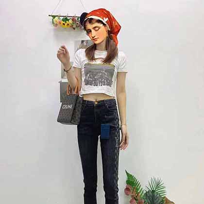 LOUIS VUITON秋冬新系列logo字母刺繡修腿牛仔褲