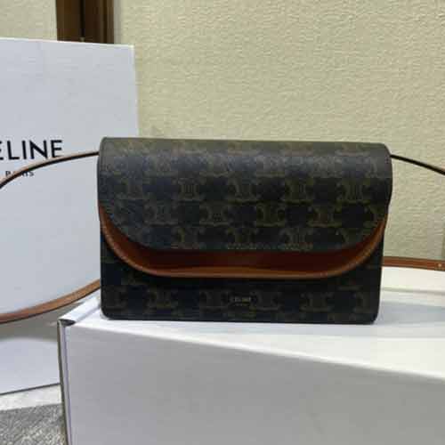 賽琳女包Triomphe凱旋門老花拼接WOC雙層信封包