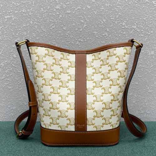 賽琳女包新款凱旋門復(fù)古托特包 Celine老花水桶包