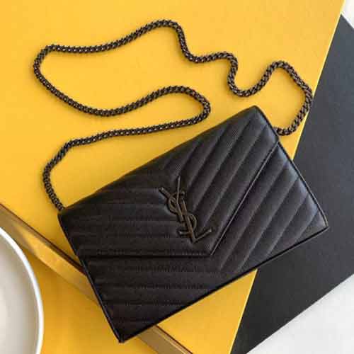 YSL鏈條包單肩斜挎包 圣羅蘭魚子醬小號