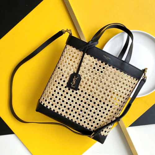 圣羅蘭以自然編織法式慵懶草編托特包