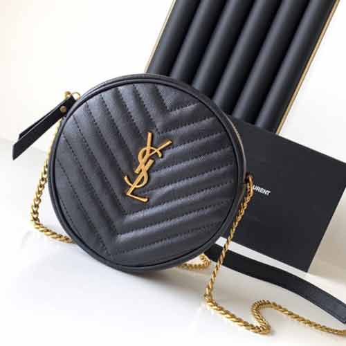 YSL VINYLE系列皮革圓餅包圣羅蘭女包鏈