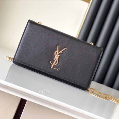 中國名品網(wǎng)圣羅蘭黑色中號女包 YSL魚子醬牛皮斜挎信
