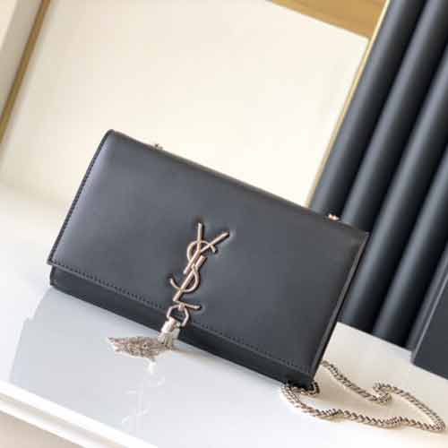 名品世家YSL鏈條斜挎中號女包 圣羅蘭經典魚子醬翻蓋