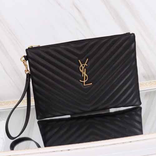 YSL高版本YvesSaintLaurent繡花線手包 