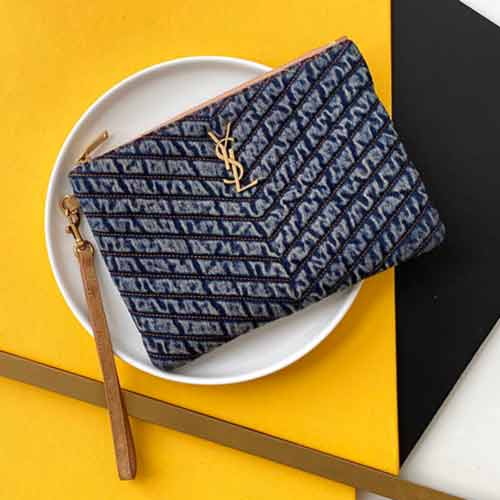 YSL手拿包卡包零錢包圣羅蘭Saint Laurent黑金女士手包