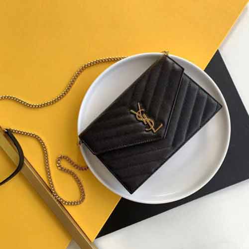 廣州皮革城YSL女包 圣羅蘭中號魚子醬牛皮斜挎信封包