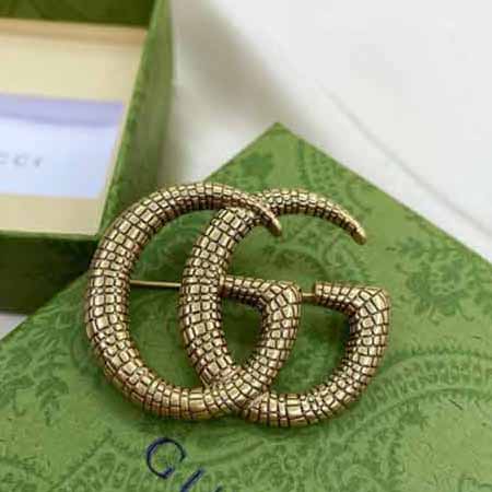 Gucci手鏈專柜同步 鍍鈀復古金屬胸針