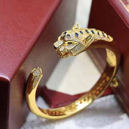 Cartier大品牌奢飾品鑲嵌3顆豹子