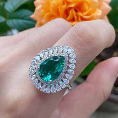 人工帕拉伊巴水滴戒指碼數678，帕拉伊巴