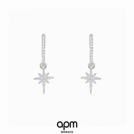 apm monaco六芒星圓圈耳環銀白，meteorites米子耳環
