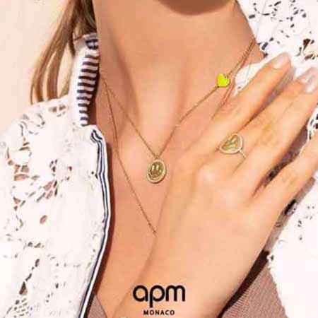 龍兮名品網(wǎng)Apm monaco 熒光黃笑臉圈鉆愛心項(xiàng)鏈！