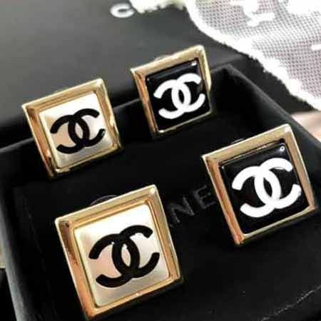 Chanel琺瑯雙耳釘 女士精美耳環 歐美風大品牌夸張耳釘