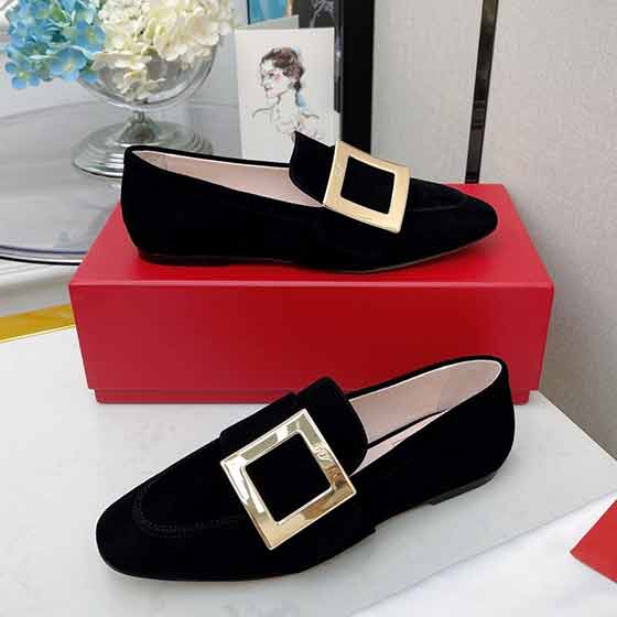 女皮鞋品牌RV側金屬方扣樂福鞋，換