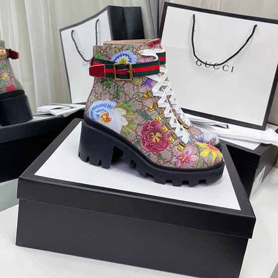 高等馬丁靴女士英倫風粗跟女靴GUCC