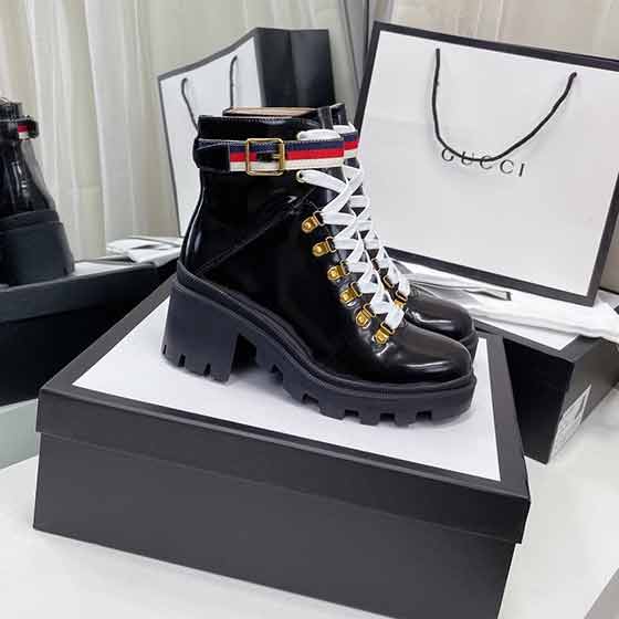 古奇品牌高幫女靴粗跟 一比一