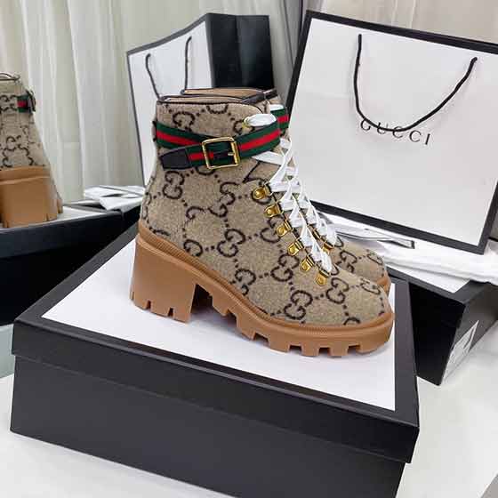 古奇女鞋 秋冬新款時尚大品牌真皮車縫氣質(zhì)高跟單鞋