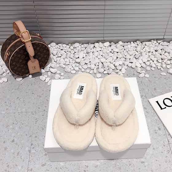 折扣店官網秋冬MM6新品人字拖 毛