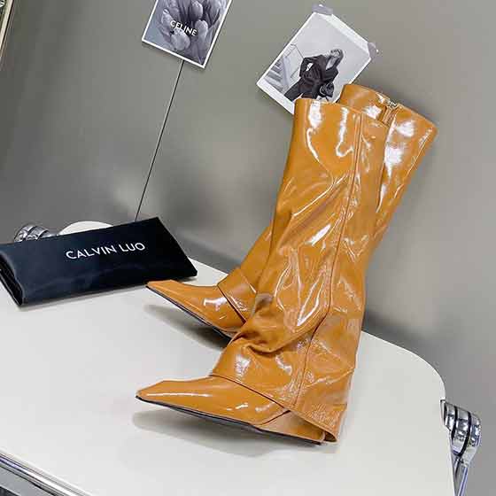 黑色柒皮戰靴設計師品牌1cothen /aw 年度戰靴火爆出