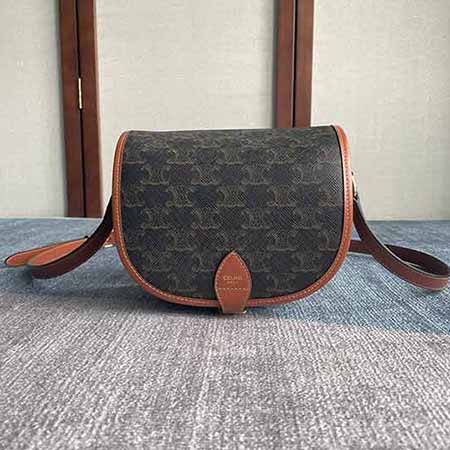 CELINE FOLCO簡約耐裝耐磨凱旋門復古斜挎女包，經典印花輕巧俏皮