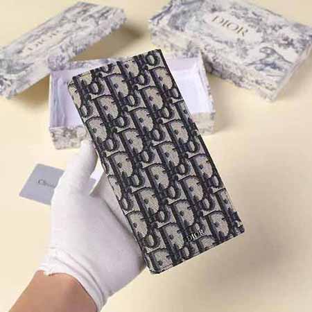 迪奧新款錢包 采用米色和黑色Oblique 印花長款錢包