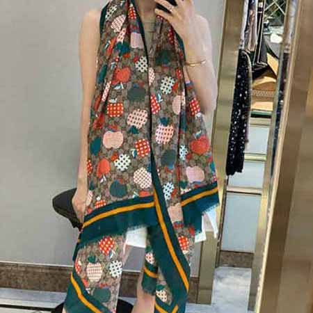 Gucci圍巾冬季網紅大品牌抖音同款雙面兩用羊絨披肩