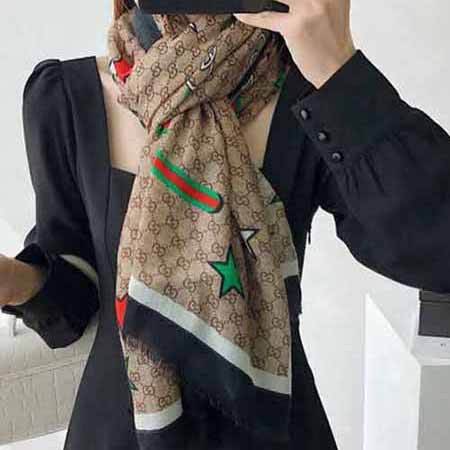 Gucci高等感圍巾女英倫輕奢大品牌古奇羊絨時(shí)尚高等