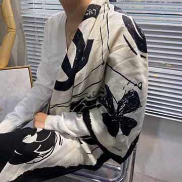 Chane絲巾大品牌春秋百搭媽媽洋氣時尚防曬披肩 雙C圍巾