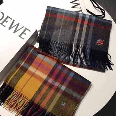 LOEWE羅意威圍巾國際大品牌山羊絨水波紋小圍巾