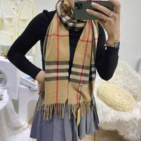 巴寶莉冬季經典格子雙面長款羊絨男女圍巾加厚保暖披肩