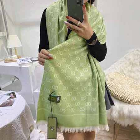 Gucci羊絨圍巾女百搭兩用長款保暖外搭披肩圍脖