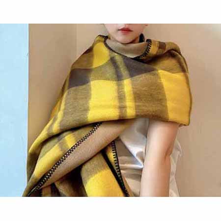 巴黎時裝展商務男士女士通用雙面羊絨披肩，HERMES愛馬