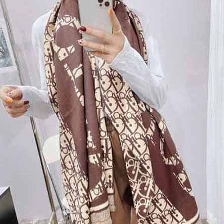 秋冬季時尚加厚保暖圍脖Dior大品牌羊絨披肩兩用長款百搭圍巾