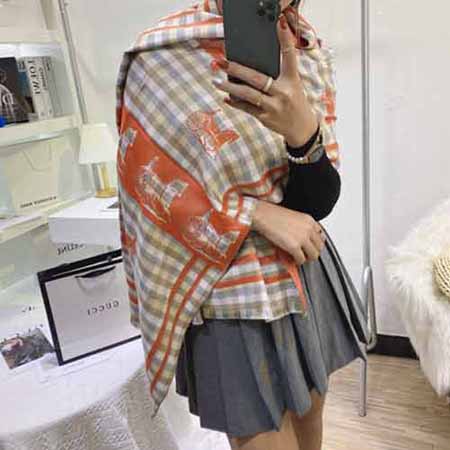 HERMèS歐美大品牌氣質秋冬薄款保暖圍巾披肩