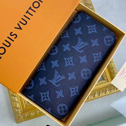 LV女士經典老花帆布錢包 路易威登經典款拉鏈