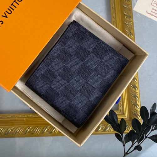 LV路易威登黑色棋盤格男士短款錢