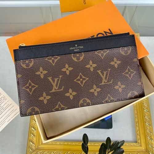 路易威登標(biāo)識(shí)壓紋Monogram 帆布Slim Purse 手